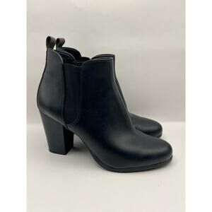 Michael Kors Evaline Heeled Black Leather Bootie Women Size 9.5